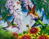 Kolibrik a természetben - előszínezett számfestő készlet (50x65cm)