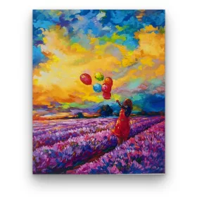   Lufikkal a levendulásban  - előszínezett számfestő készlet (50x65cm)