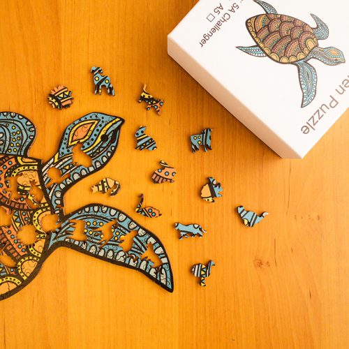 Teknős - egyedi mintás fa puzzle