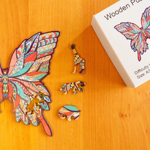 Pillangó - egyedi mintás fa puzzle