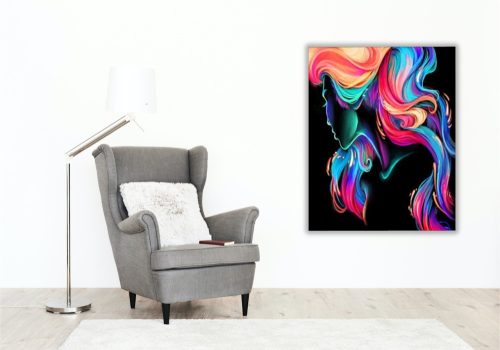 Absztrakt Szívárvány Haj - számfestő készlet - Számfestő.hu - 40×50cm - keret nélkül