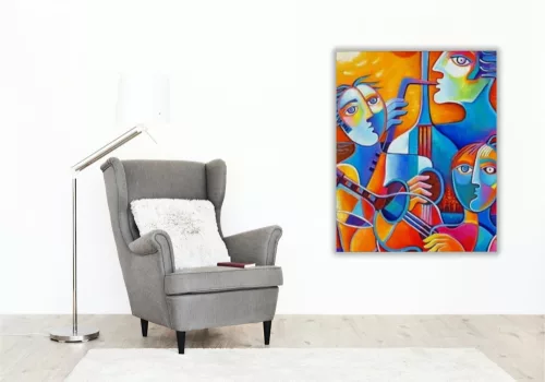 Absztrakt Zenészek - számfestő készlet - Számfestő.hu - 80×100cm - keret nélkül