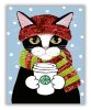 Macska Téli Kávéval - számfestő készlet