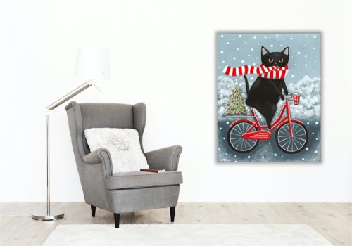 Bicikliző Macska - számfestő készlet - Számfestő.hu - 80×100cm - keret nélkül