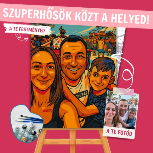 Számfestő portré - klasszikus képregény stílusban (Comic Book Art Stílus) - Számfestő.hu - 50×60cm - keretre feszítve