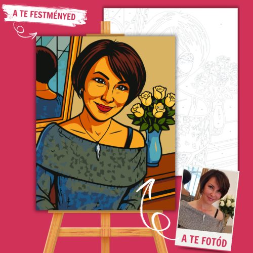 Számfestő portré - klasszikus képregény stílusban (Comic Book Art Stílus) - Számfestő.hu - 40×50cm - keretre feszítve