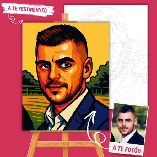 Számfestő portré - klasszikus képregény stílusban (Comic Book Art Stílus) - Számfestő.hu - 30×40cm - keretre feszítve