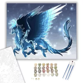 Kék sárkány - számfestő készlet - Számfestő.hu - 40×50cm - keret nélkül