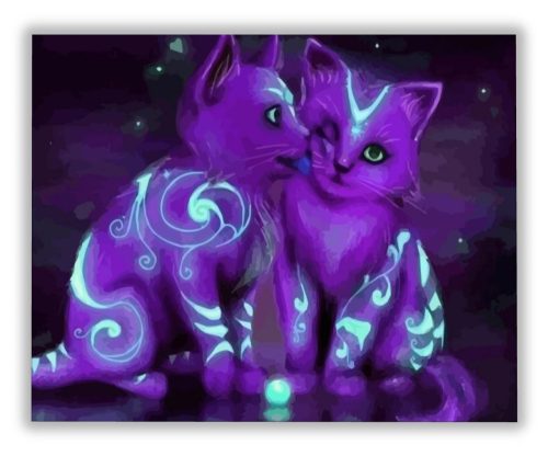 Lila cicák - számfestő készlet