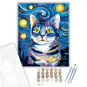 Macska az ég alatt - számfestő készlet - Számfestő.hu - 40×50cm - keret nélkül