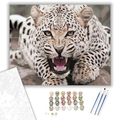 Jaguár - számfestő készlet - Számfestő.hu - 50×60cm - keret nélkül