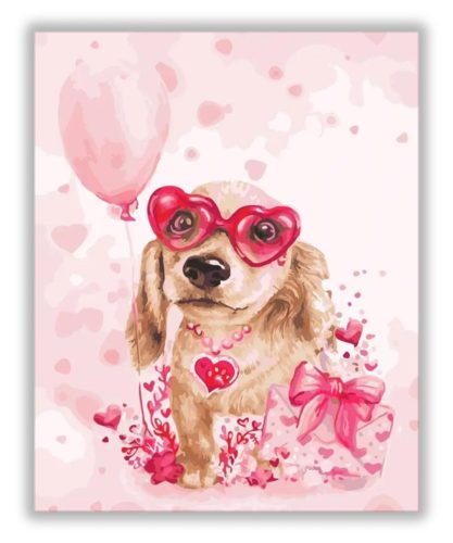Kutya rózsaszínben - számfestő készlet