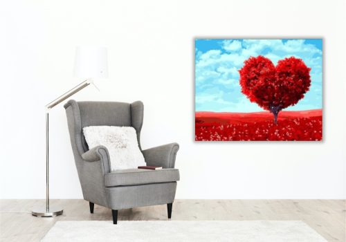 Szívfa - számfestő készlet - Számfestő.hu - 40×50cm - keretre feszítve