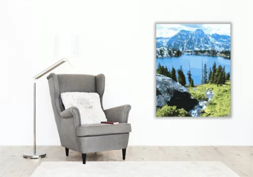 Hegyi tó - számfestő készlet - Számfestő.hu - 50×60cm - keretre feszítve