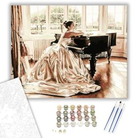 Menyasszony a zongoránál - számfestő készlet - Számfestő.hu - 40×50cm - keret nélkül