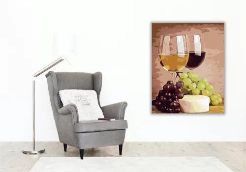 Szőlőből borba - számfestő készlet - Számfestő.hu - 60×70cm - keretre feszítve