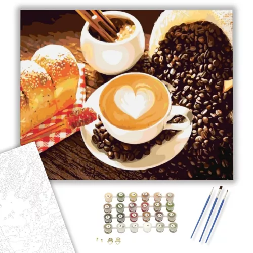 Presszó kávé - számfestő készlet - Számfestő.hu - 80×100cm - keret nélkül