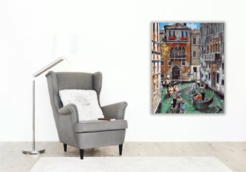 Gondola - számfestő készlet - Számfestő.hu - 80×100cm - keret nélkül