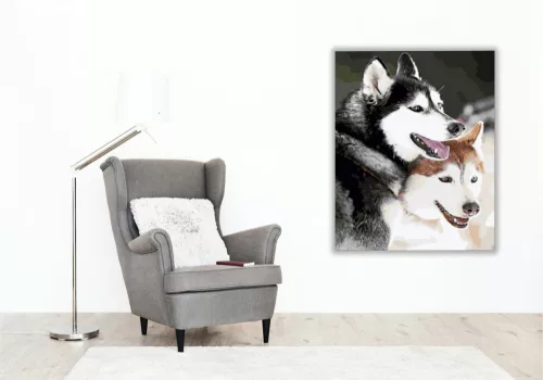 Huskyk - számfestő készlet - Számfestő.hu - 80×100cm - keretre feszítve