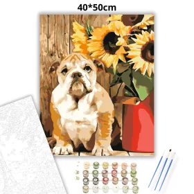 Bulldog - számfestő készlet - Számfestő.hu - 40×50cm - Keret nélkül