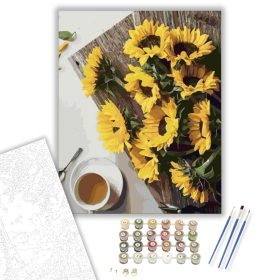 Napraforgók az asztalon - számfestő készlet - Számfestő.hu - 40×50cm - keret nélkül