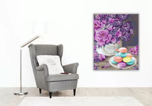 Vintage macaron - számfestő készlet - Számfestő.hu - 50×60cm - keretre feszítve