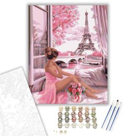 Rózsaszín Párizs - számfestő készlet - Számfestő.hu - 40×50cm - keret nélkül