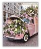 Rózsaszín autó virágokkal - számfestő készlet