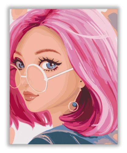 Rózsaszín hajú lány - számfestő készlet