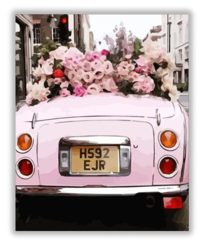 Rózsaszín autó2 - számfestő készlet