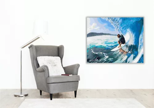 Szörfölés a tengeren - számfestő készlet - Számfestő.hu - 60×70cm - keret nélkül
