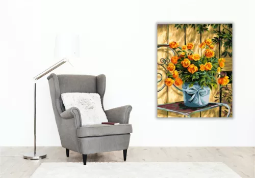 Sárga rózsa - számfestő készlet - Számfestő.hu - 60×70cm - keret nélkül