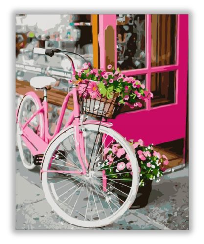 Rózsaszín bicikli - számfestő készlet