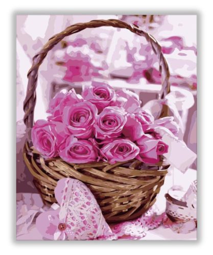 Rózsa kosárban - számfestő készlet