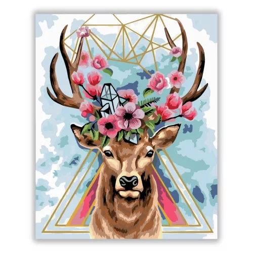 Díszes szarvas - számfestő készlet - Számfestő.hu - 40×50cm - Keret nélkül