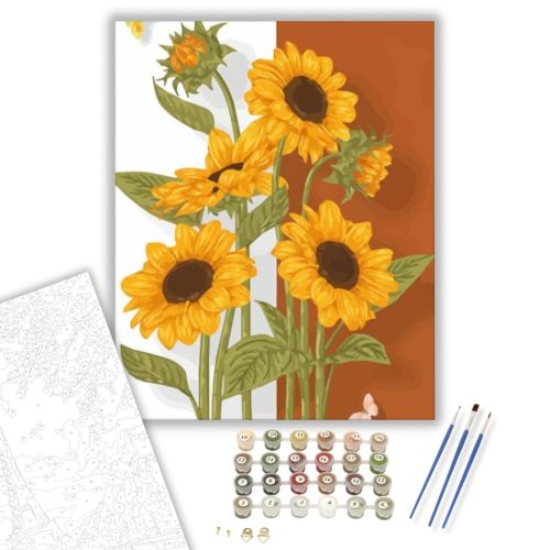 Napraforgó - számfestő készlet - Számfestő.hu - 40×50cm - keretre feszítve