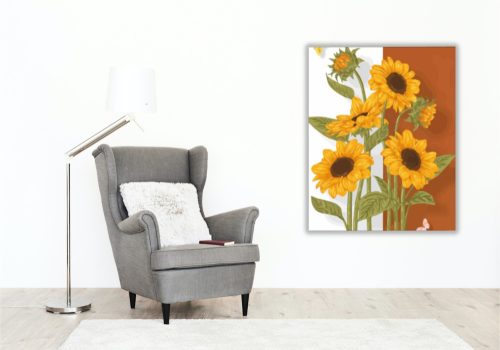 Napraforgó - számfestő készlet - Számfestő.hu - 40×50cm - keretre feszítve