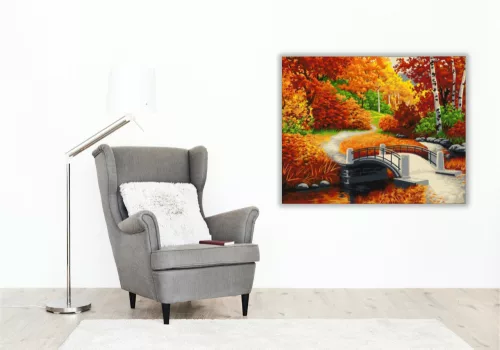Őszi séta a parkban - számfestő készlet - Számfestő.hu - 40×50cm - keretre feszítve