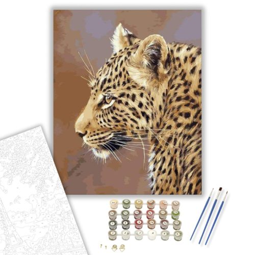 Párduc - számfestő készlet - Számfestő.hu - 40×50cm - keretre feszítve