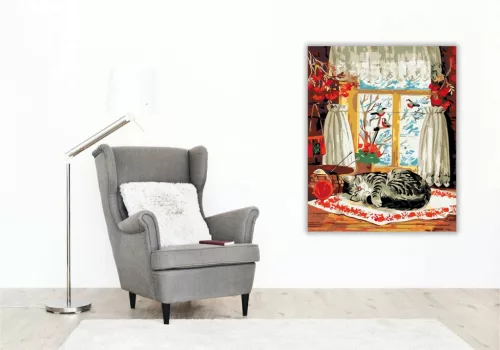 Cica szieszta - számfestő készlet - Számfestő.hu - 50×60cm - Keret nélkül