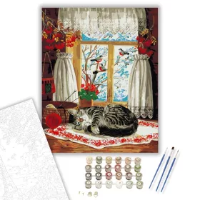 Cica szieszta - számfestő készlet - Számfestő.hu - 40×50cm - keret nélkül