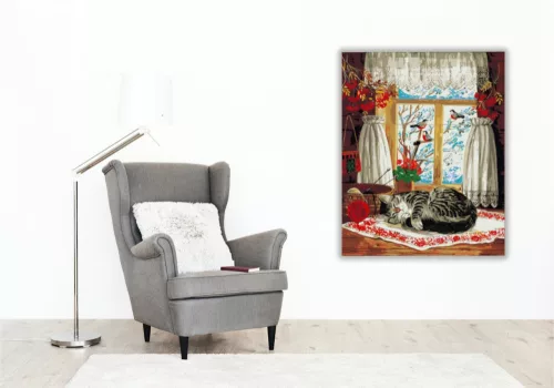 Cica szieszta - számfestő készlet - Számfestő.hu - 40×50cm - keret nélkül