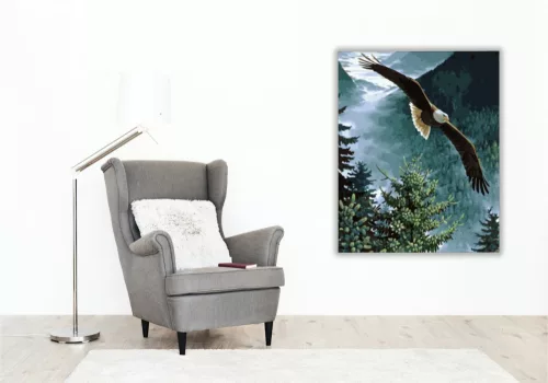 Sas az erdő felett - számfestő készlet - Számfestő.hu - 40×50cm - keretre feszítve