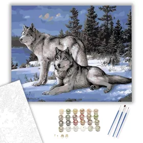 Szürke farkasok - számfestő készlet - Számfestő.hu - 40×50cm - keret nélkül