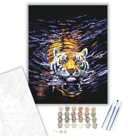 Úszó tigris - számfestő készlet - Számfestő.hu - 40×50cm - keret nélkül