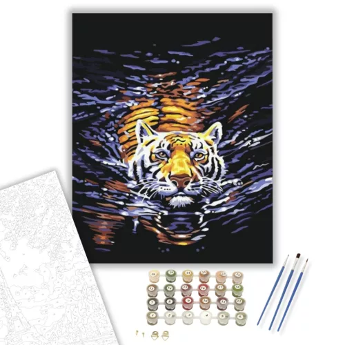 Úszó tigris - számfestő készlet - Számfestő.hu - 40×50cm - keret nélkül