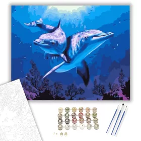 Felszabadult delfinek - számfestő készlet - Számfestő.hu - 40×50cm - keret nélkül