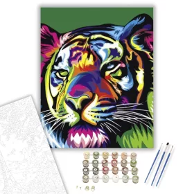 Szivárvány tigris - számfestő készlet - Számfestő.hu - 40×50cm - keret nélkül