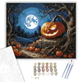Holdfényes Halloween - számfestő készlet - Számfestő.hu - 40×50cm - keret nélkül