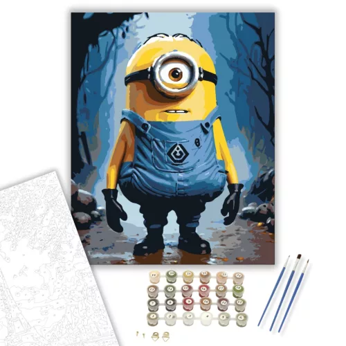 Halloweeni Minion - számfestő készlet - Számfestő.hu - 80×100cm - keretre feszítve